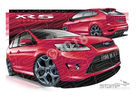 Imports Ford Focus Xr5 Turbo Silver Orange Stripes A3 Framed Print Ft285