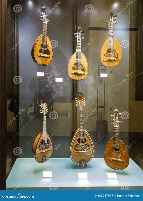 Medieval Stringed Musical Instruments Mandalins Exhibit At The Museum Of The Sforzesco