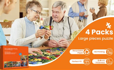 4 Packs 36 Large Piece Puzzle For Seniors Dementia Puzzles For Elderly Adultsalzheimers