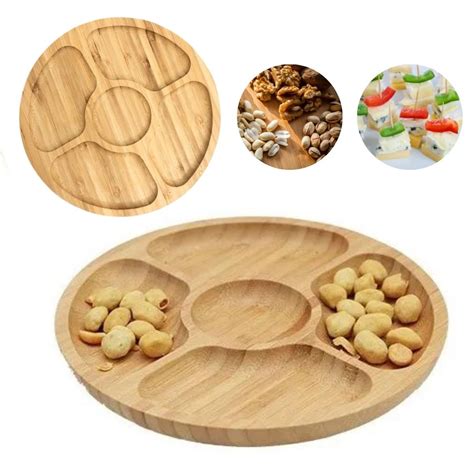 Petisqueira Redonda De Bambu Madeira Petisco Queijo Amendoim Shopee