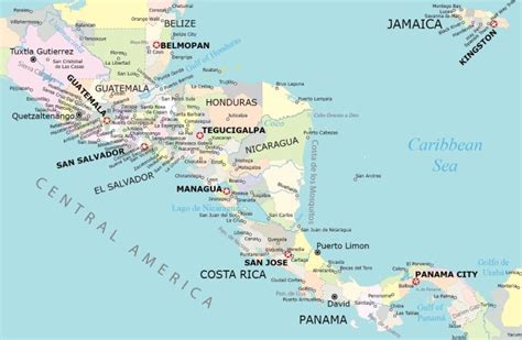 Central America Map - Countries and Cities - GIS Geography