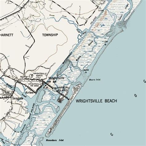 An Old Map Of Wrightsville Beach In The Early 1900s Showing Towns And