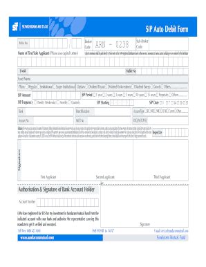 Fillable Online Sip Auto Debit Form Sprisminvestcom Fax Email Print