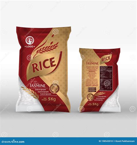 Rice Package Mockup Thailand Food Products, Vector Illustration Stock ...