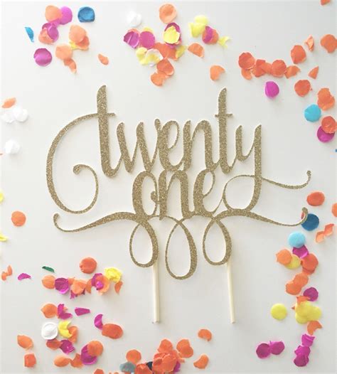 Glitter 21st Birthday Cake Toppers Twenty One Gold Cake Topper 21st