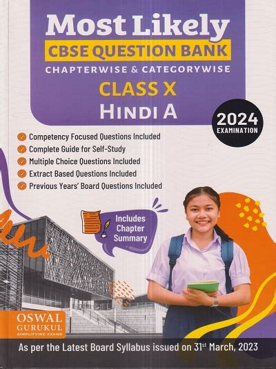 Most Likely Cbse Question Bank Chapterwise And Categorywise 2024 Class X10th Hindi A Oswal