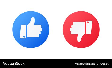 Like And Dislike Icons Isolated Blue And Red Hand Vector Image