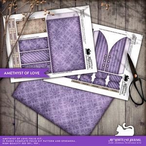 Junk Journal Amethyst Of Love Folio Kit Printable Purple Ephemera