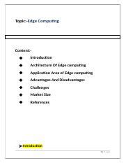 Edge Computing Docx Topic Edge Computing Content Introduction