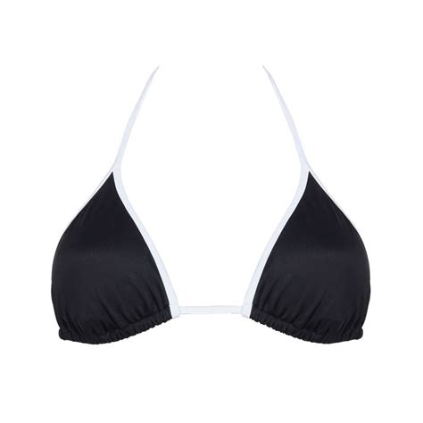 Contrast Piping Triangle Bikini Top In Black Free Society Wolf Badger