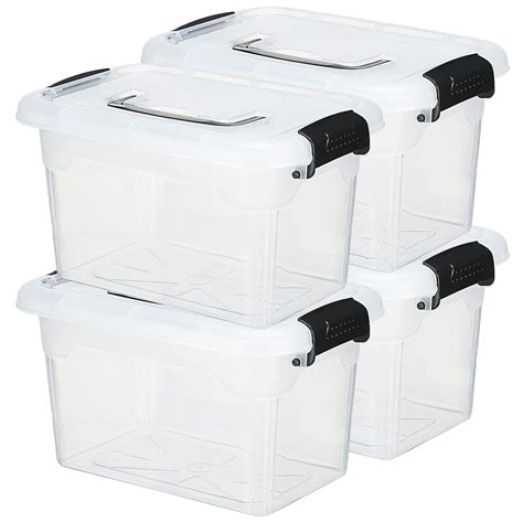 Sadnyy 10 Pack Clear Plastic Storage Latch Box Stackable Plastic