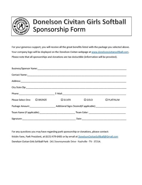 Sponsor Forms Templates Free ] – Template Sponsorship Form inside Blank ...