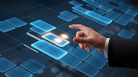 hand pushing  button   touch screen interface premium ai