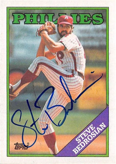 Steve Bedrosian Autographed Baseball Card Philadelphia Phillies 1988