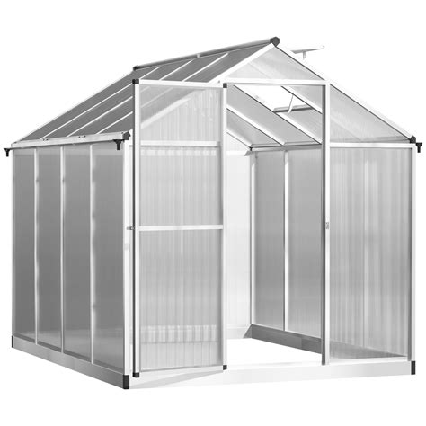 Outsunny L X W Walk In Polycarbonate Greenhouse With Roof Vent