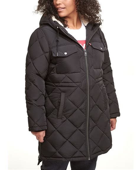 Levis Trendy Plus Size Diamond Quilted Hooded Long Parka Jacket And Reviews Coats And Jackets