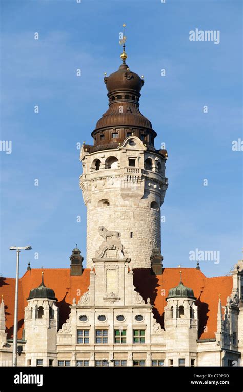 Neues Rathaus Town Hall Leipzig Saxony Germany Europe Stock Photo