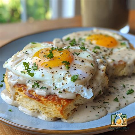 Biscuits and Gravy with Fried Eggs