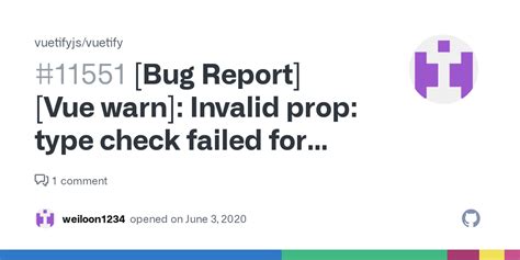 Bug Report Vue Warn Invalid Prop Type Check Failed For Prop