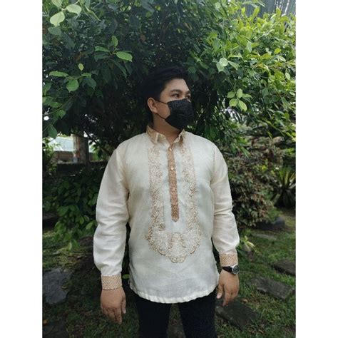 Modern Barong Tagalog for Men Piña Organza with Lining Black