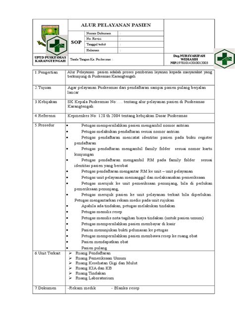 Sop Alur Pelayanan Puskesmas