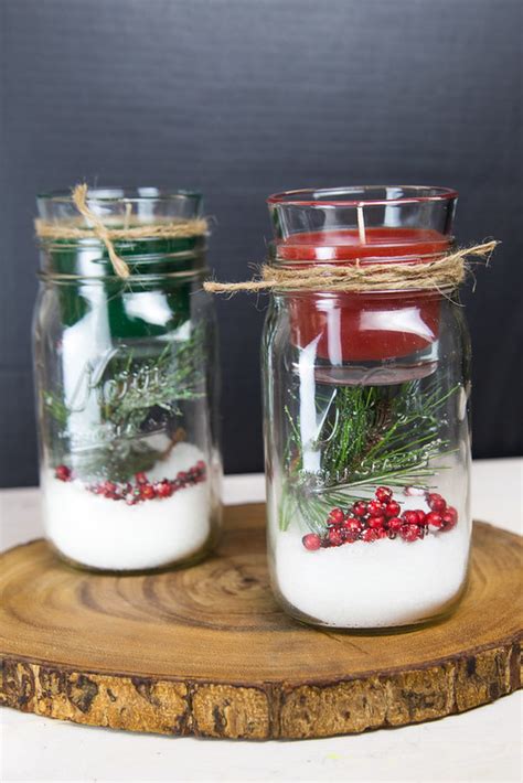 DIY Christmas Mason Jar Candle Holder