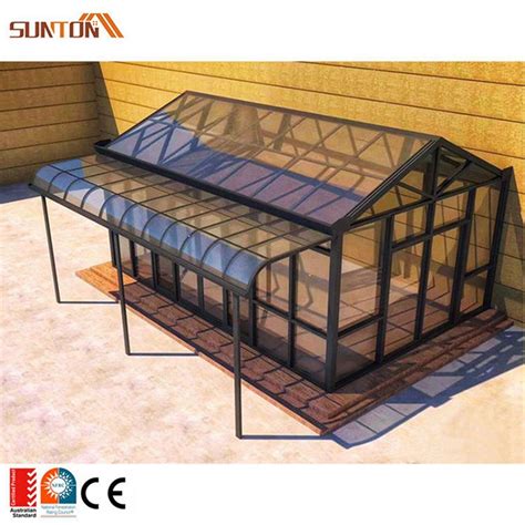 Prefabricated Customized Slant Roof Aluminum Frame All Glass House Sunroom China Aluminum