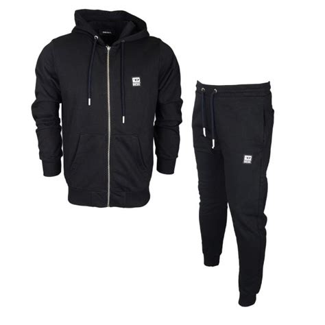 Diesel Cotton Zip Up Black Tracksuit Clothing From N22 Menswear Uk