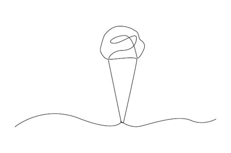 Un Dibujo De Línea Continua De Un Helado Vector Premium