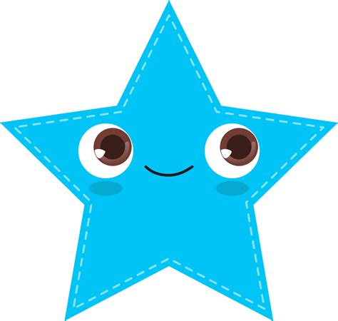 Linda Azul Estrella Forma Con Sonriente Cara Plano Icono Png 23390024 PNG