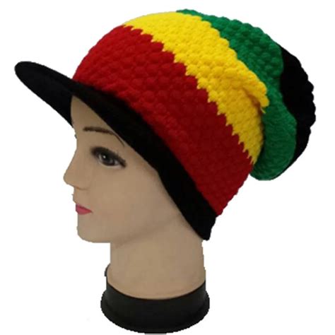 Rasta Visor Series Fashion Knitted Jamaica Reggae Rasta Visor Beret Cap