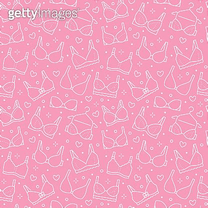 Lingerie Seamless Pattern With Flat Line Icons Of Bra Types Woman Underwear Background Vector