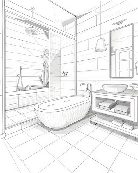 Sketch design of bathroominterior sketch3d illustration | Premium AI ...