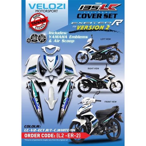 Coverset Lc135 V2 Original Velozi Exciter R Vietnam Putih White