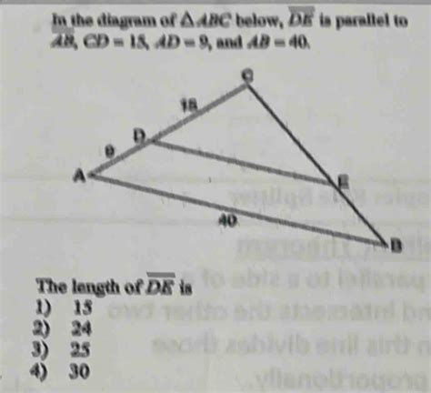 Solved In The Diagram Of Abc Below Overline De Is Parallel To