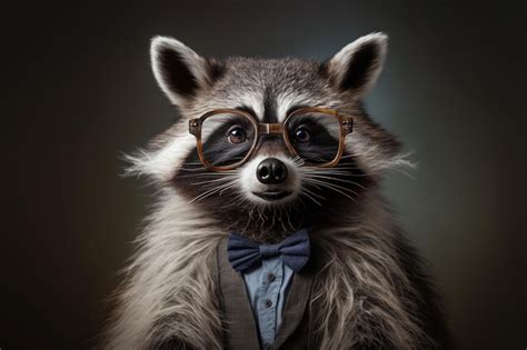 Premium Photo Funny Raccoon Wearing Pair Of Oversized Glasses And