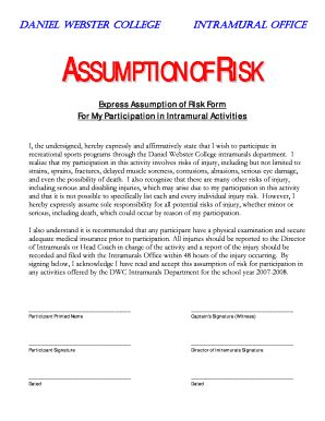 Fillable Online Assumption Of Risk Form Doc Jetpdf Dll Created Pdf