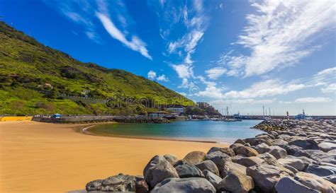 Machico beach in Madeira stock image. Image of coastline - 113502301