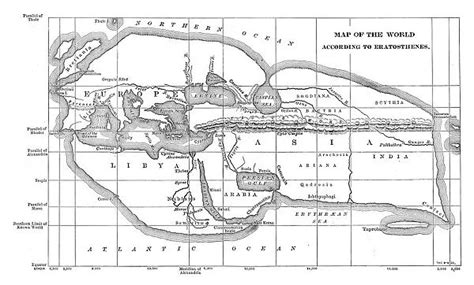 World map according to Eratosthenes Scanned 1899 Engraving #18106837