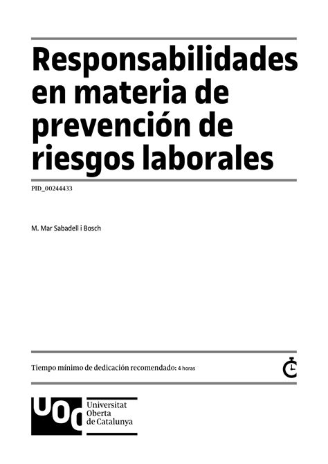 PID 00244433 Tema Responsabilidades en materia de prevención de