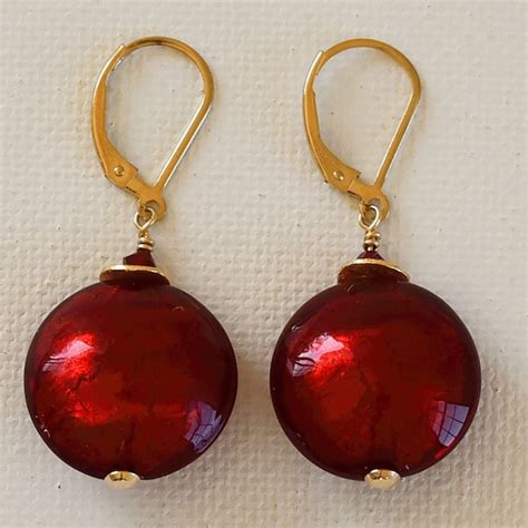 Red Murano Glass Earrings Etsy