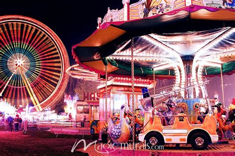 Amusement Park at Night Wallpaper Mural by Magic Murals