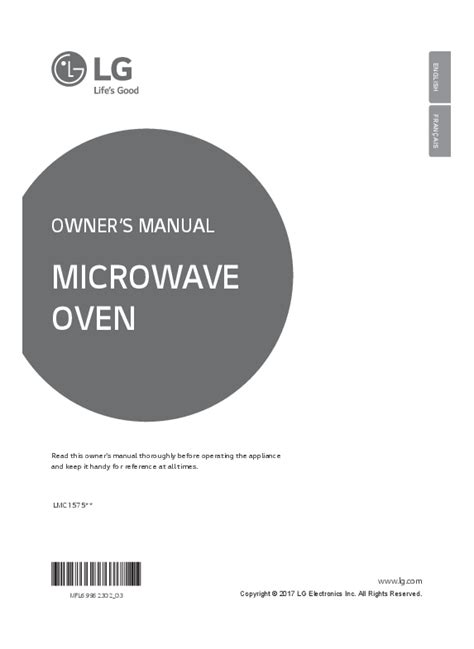 Lg Lmc St Microwave Oven Owner S Manual Support Manuals Warranty