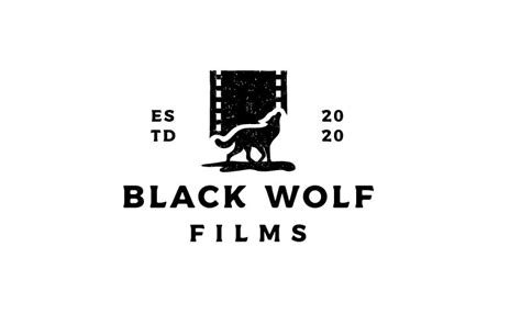 Vintage Rustic Hipster Silhouette Wolf With Film Strip For Movie ...