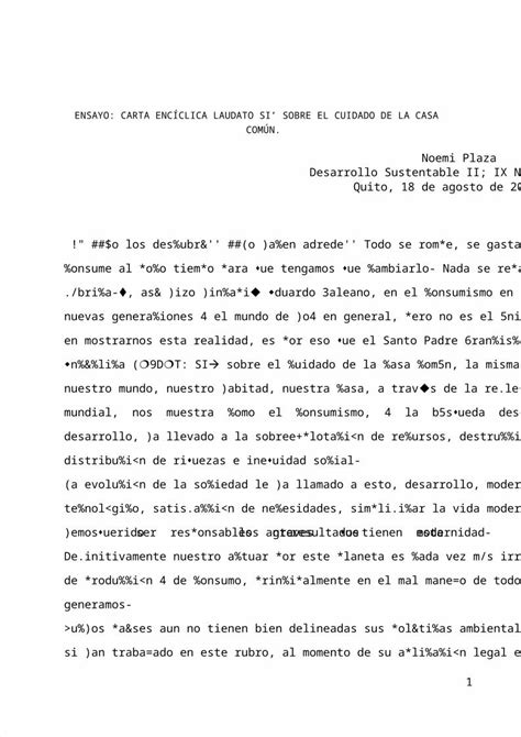 DOCX Carta Encíclica Laudato Si Sobre El Cuidado de La Casa Común