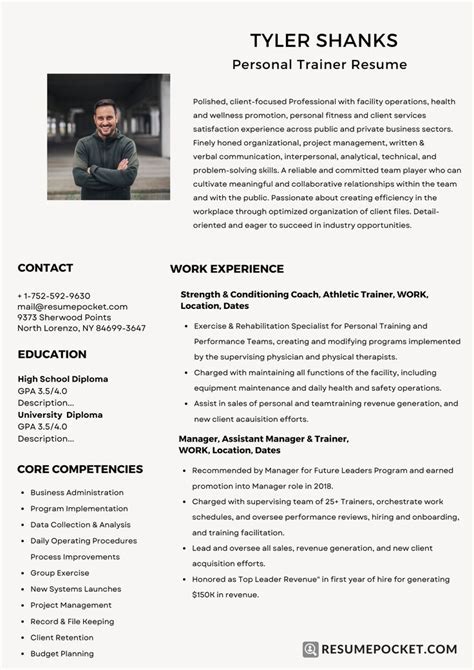 Personal Trainer Resume Samples Templates Pdf Word Artofit