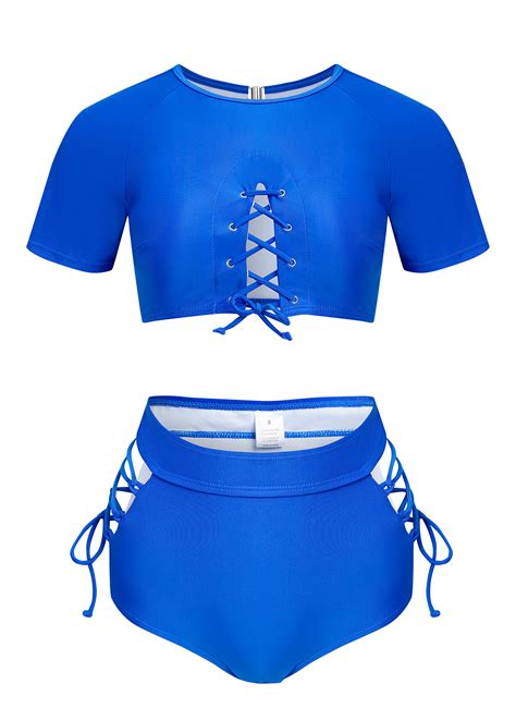 ROTITA Cut Out Lace Up Royal Blue Bikini Top Rotita USD 25 98