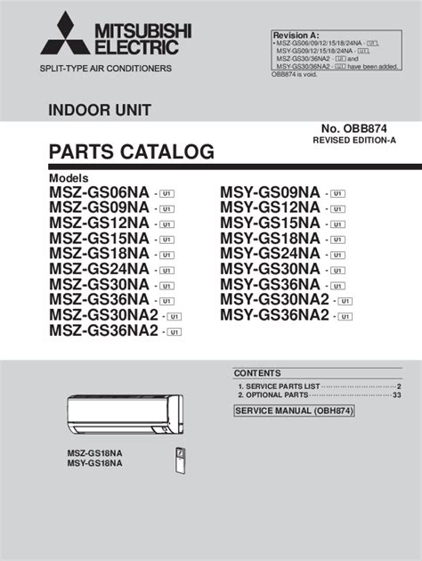 Mitsubishi Indoor Unit Parts Manual | Premier Wall-mounted Units