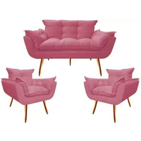 KIT Namoradeira Opala 2 Poltronas Para Sala Rose Platinum Decor