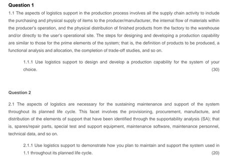 1 1 The Aspects Of Logistics Support In The Chegg